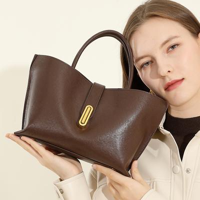Nowa Torba Tote z najwyższej warstwy skóry bydlęcej garbowanej roślinnie Nisza Modowa Torba na dojazdy Torba Crossbody Damska