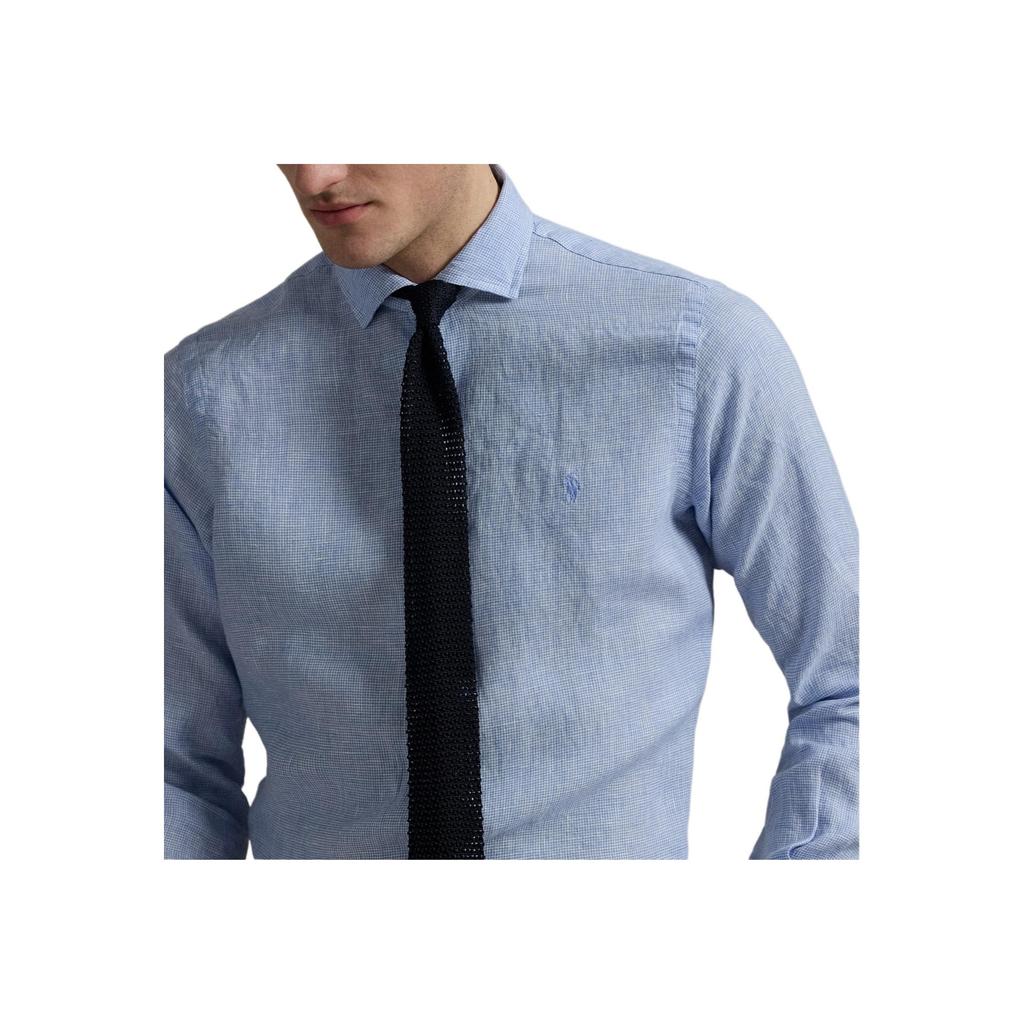 Polo Ralph Lauren Classic Houndstooth Linen Shirt Men shirts Blue White 710978099-001