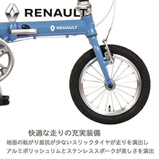 RENAULT LIGHT8 Olive Lightweight Aluminum Frame 14 Inch Compact Folding Bicycle Body Weight Rims and Rear Aluminum Equipped with Handlebar Stem