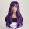 Womens Long Wavy Synthetic Wig With Adjustable Bangs Full Cap Heat-Resistant Hairpiece Daily Wear