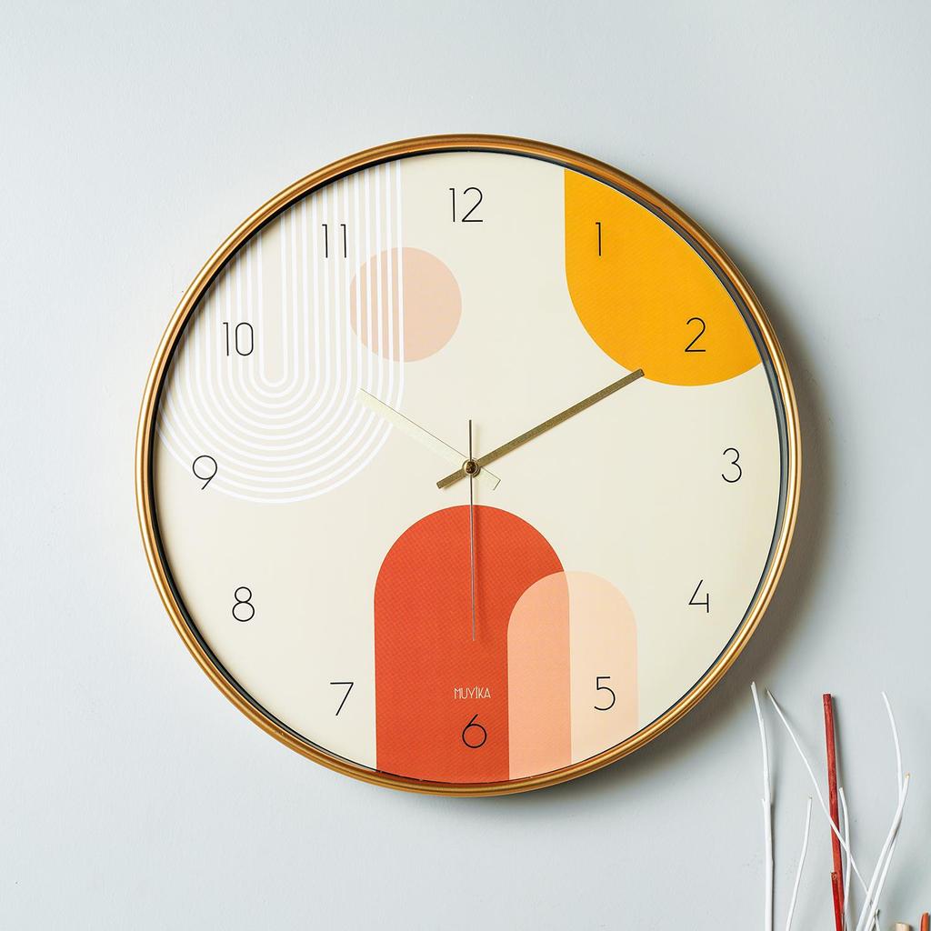 MUYIKA Pino Echtglas-Wanduhr mit geräuschlosem Mechanismus, 42 cm