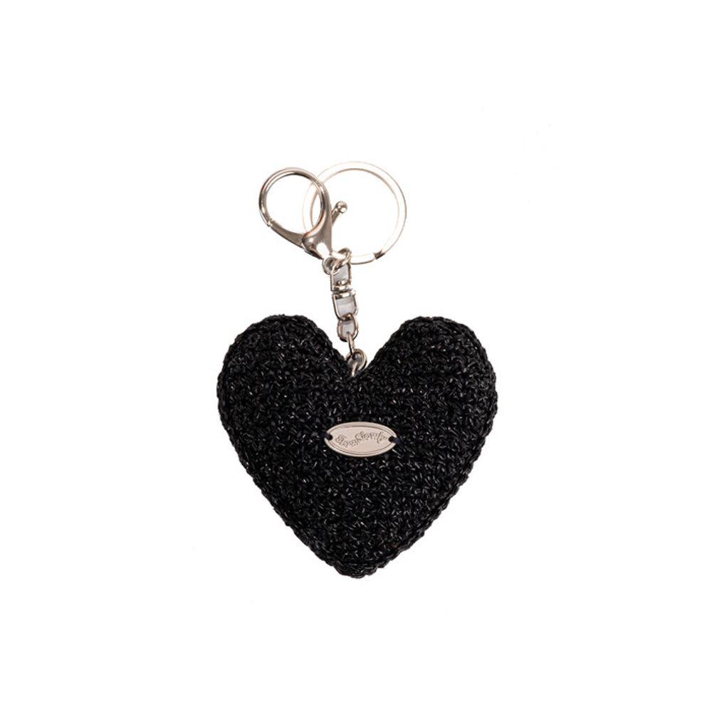 Slowslowly No.217 / Chubby Metallic Heart Key Ring _ Black