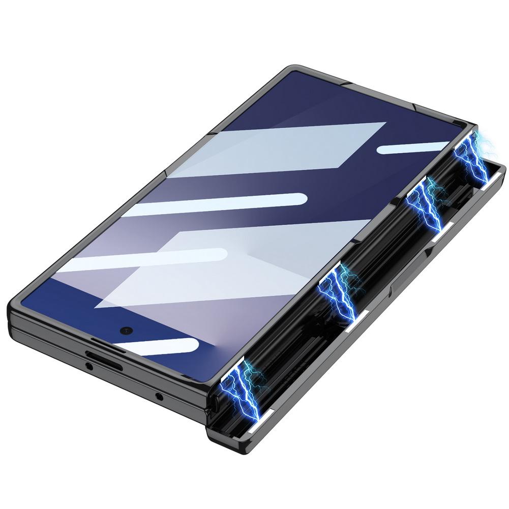 Magnetic Hinge Folding Bracket Plated Frame Transparent Glass Protective Film Case for Samsung Galaxy Z Fold7 Protect Cover