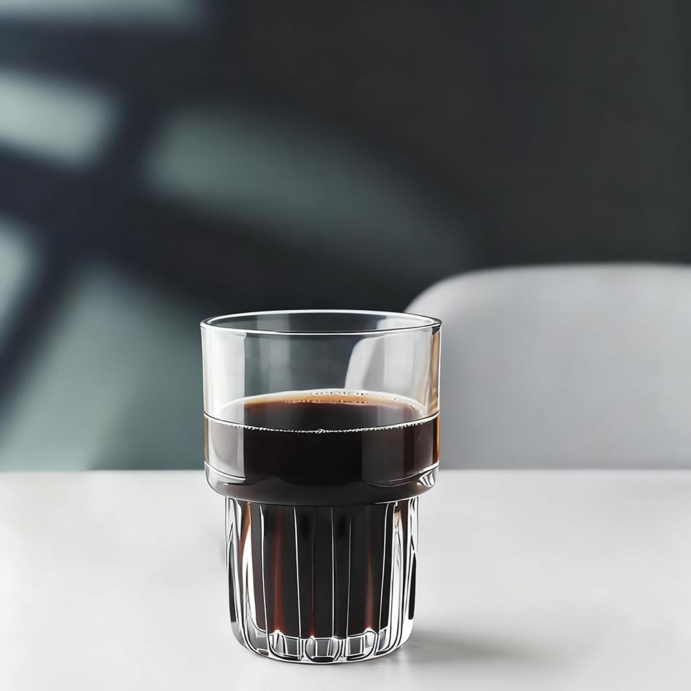 Pige Home 280ml/380ml Ain Bleifreie Stapelbare Glasbecher (Groß & Klein)