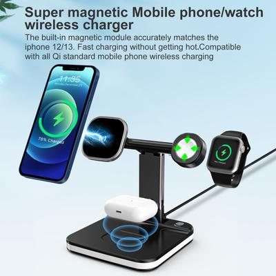 Multifunkčný stojan na bezdrôtovú nabíjaciu stanicu Magnetický 15w rýchlonabíjačka pre Iphone 13 12 Upravte svetelnú Qi nabíjačku pre Iwatch Airpod