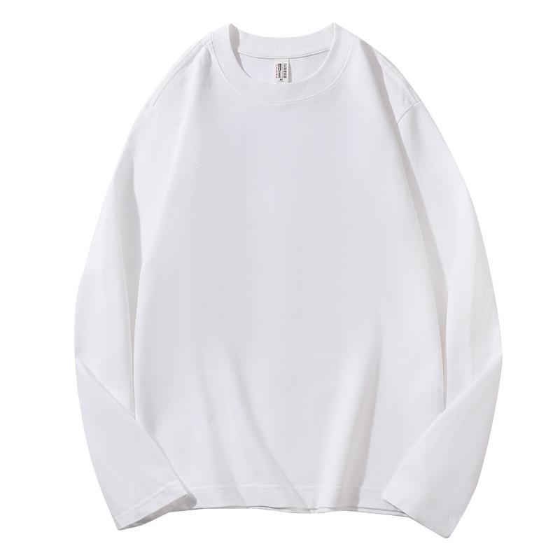 

Осенняя одежда, новая футболка с длинными рукавами из плотного чистого хлопка, 7A, антибактериальный внутренний слой, базовая футболка, мужская рубашка с круглым вырезом и длинными рукавами 4XL белый