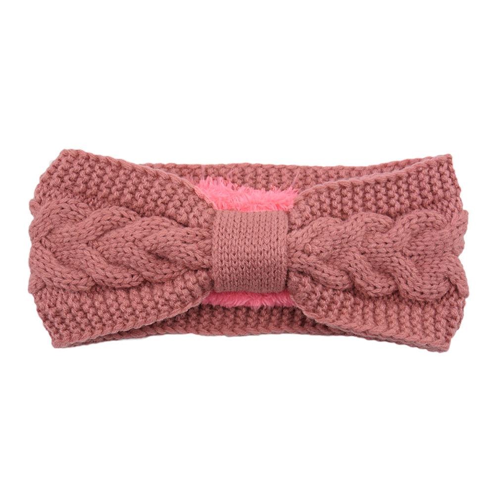 New Fuzzy Fleece Lined Headbands For Woman Solid Twists Bow Warm Hairband Elastic Sports Yoga Girls Hair Band Hair Accessories