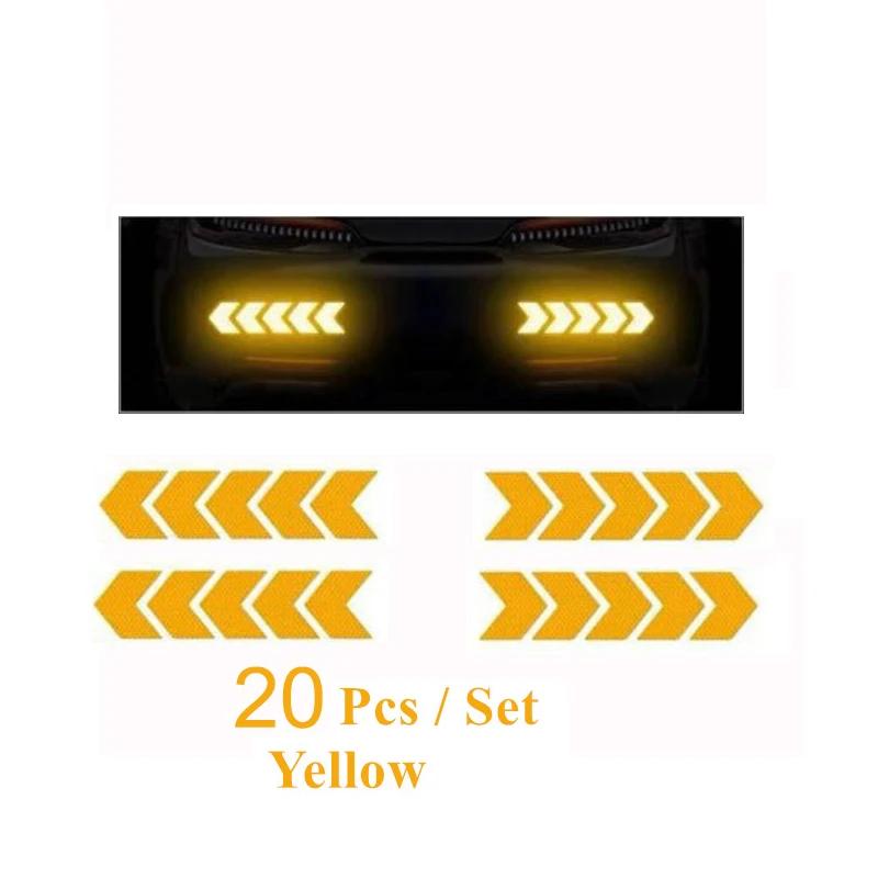 4/20pcs Car Reflective Arrow Sticker Safety Warning Sticker for Car Bumper Trunk Reflector Hazard Tape Car Styling Luminous Film