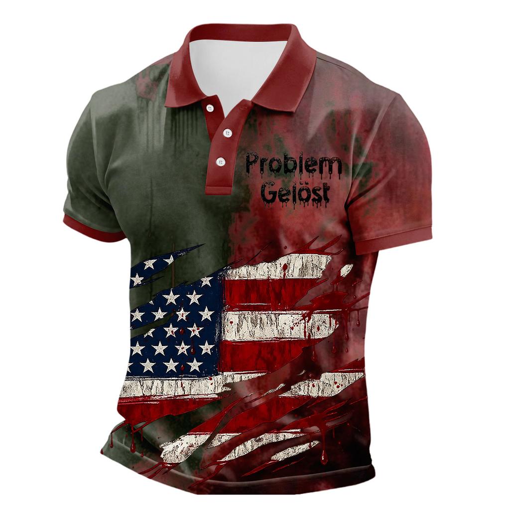 Men's Short Sleeve Polo Shirt Button Down Casual Fit Printed Halloween Themed Polo Shirt with Graphic Design for Everyday Wear