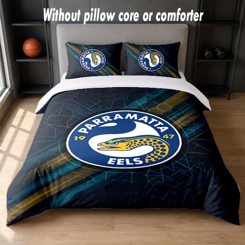 Parramatta Eels Design Bed Bedding Set 1 Duvet Cover + 2 Pillowcases Soft Breathable Household Bed Linens