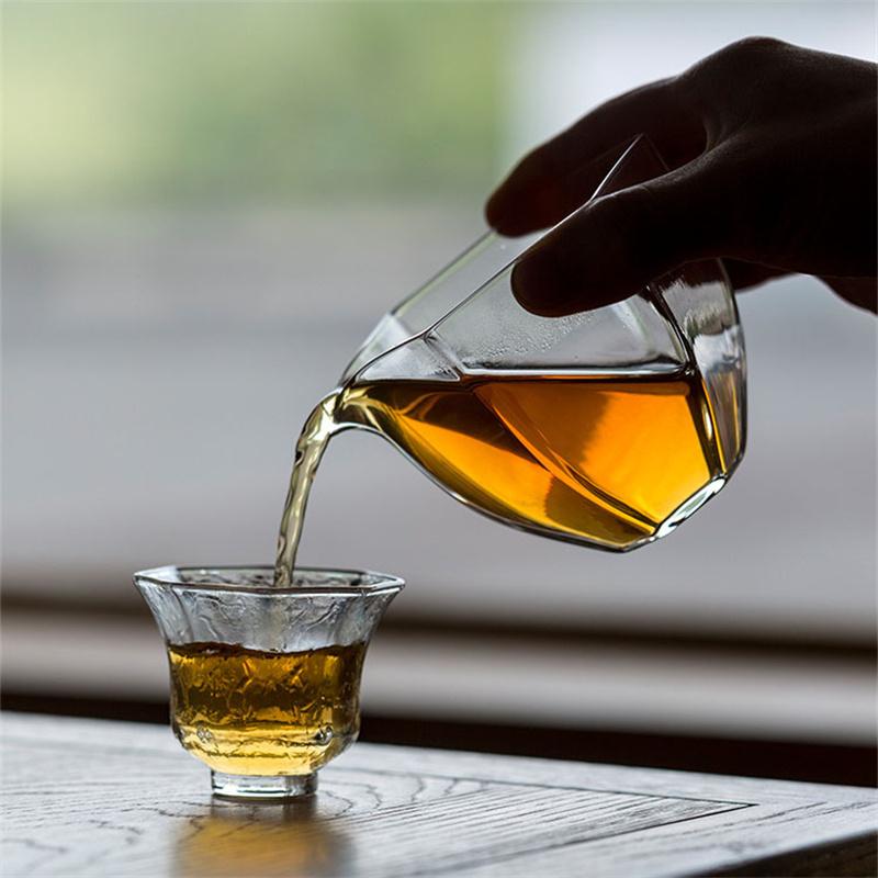 Japanese style 150ML Hexagonal Heat Resistant Glass Tea Pitcher Fair Cup Chahai Tea Cup Kungfu Tea Set Accessories Teaware