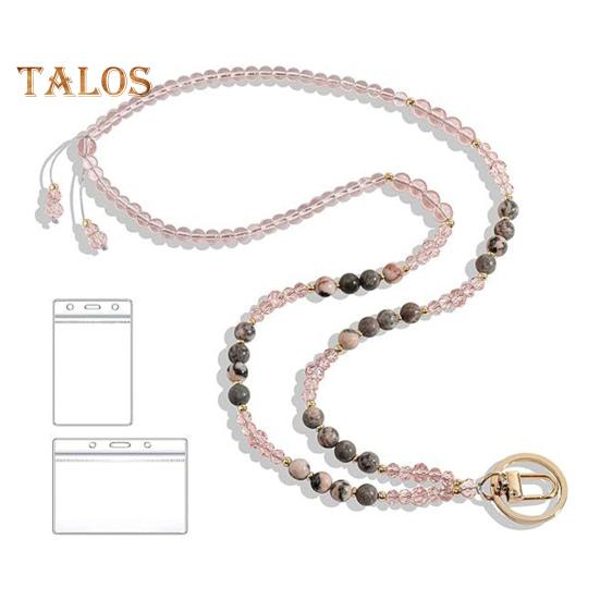 Натуральный камень искусственный кристалл держатель для карт регулируемый шнурок для удостоверения личности женский держатель для бейджа ручной работы из бисера шнурок A розовый