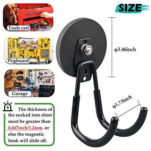 ULIBERMAGNET Strong Magnetic Hooks, 2-Pack, Heavy-Duty Large Magnetic Hooks for Extension Cords, Cables, Hoses, Power Cords, Ropes, Drills, Jigsaws, C
