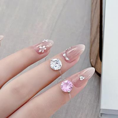 Einfacher französischer Angeldraht Rosa Zirkon Verstellbarer Ring Licht Luxus Hoher Sinn für Mode Exquisites Temperament Farbiger Schatzschmuck