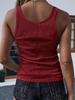 Women's V Neck Ribbed Knit Tank Top Sleeveless Drawstring Casual Basic Shirt