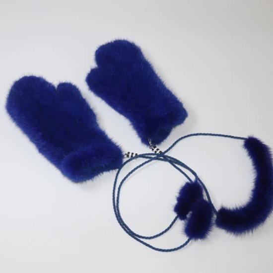 New Knitted Natural Mink Fur Gloves Women Winter Warm Good Elastic Mink Fur Mittens Russian Female Genuine Fur Glove