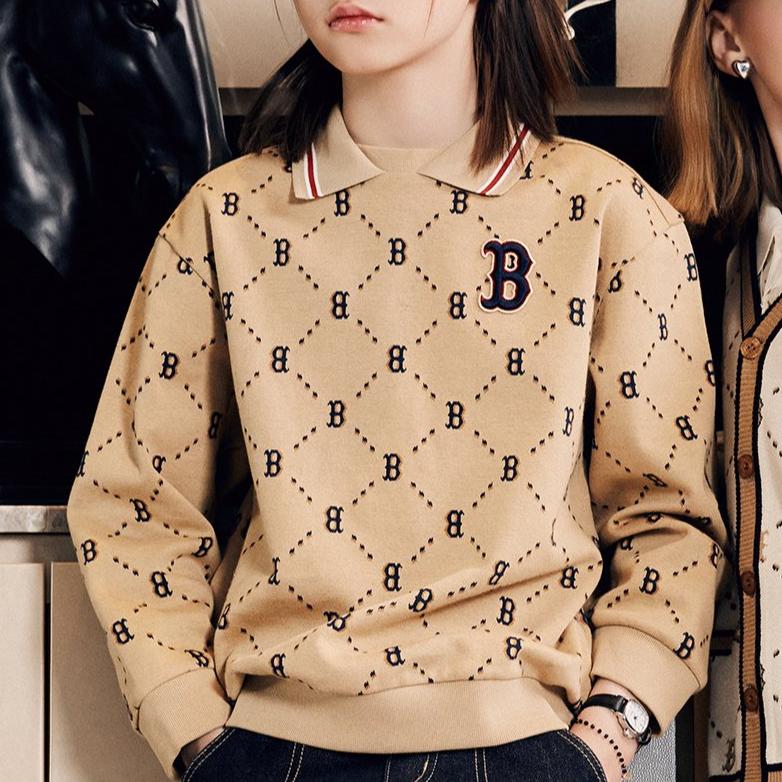 New MLB Sweatshirt Beige Yellow Kids' 7AMTMD141-43BGS