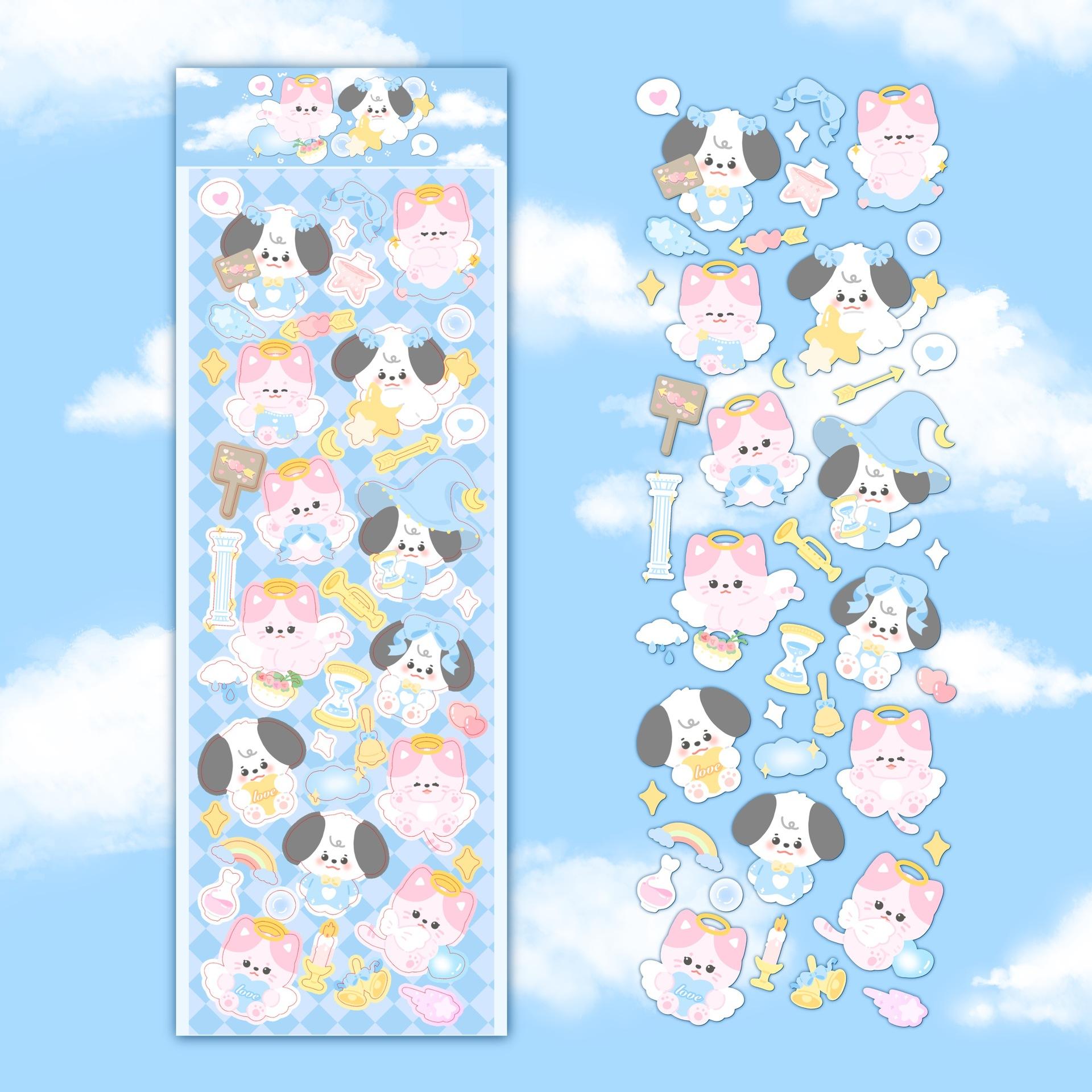 

Корейская популярная лазерная наклейка с изображением кошки и щенка Gooka DIY Декоративная наклейка из материала