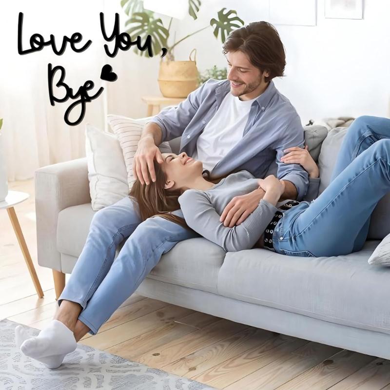 Retro Love You Bye Wall Decors Love You Bye Acrylic Sign for Home Coffee Wall Art Gift to Express Warm for Your Family