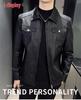 Men's Trendy PU Leather Motorcycle Jacket with Turn-Down Collar and Multi-Pockets for Autumn and Winter - Casual Spring Coat