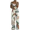 2026 spring new women's clothing, cross-border foreign trade Europe and the United States, one-word collar temperament printed casual wide-leg pants