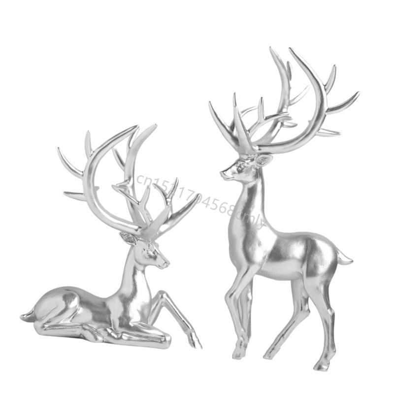 Elegante Harz-Rentier-Skulpturen Hirschfigur Perfekt zum Hinzufügen von künstlerischem Flair zum Raum Elegante Wohnzimmer-Dekorationen 6XDE
