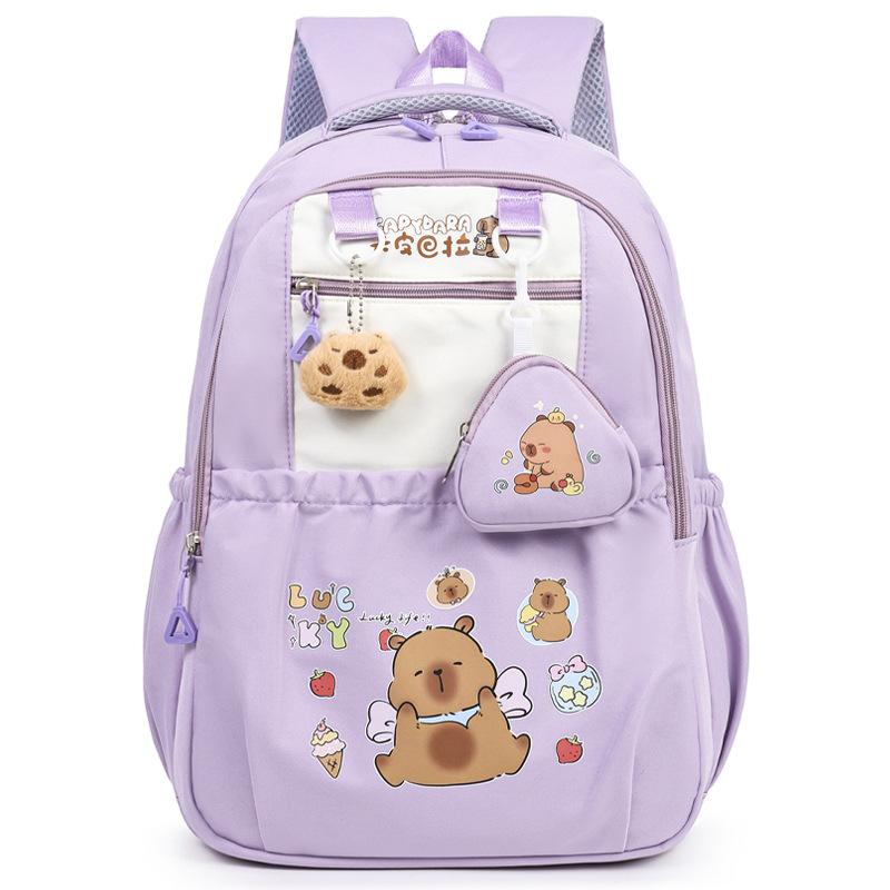 

Новый школьный рюкзак женский большой вместимости милый мультяшный рюкзак для учеников средней и начальной школы, прочный легкий рюкзак фиолетовый