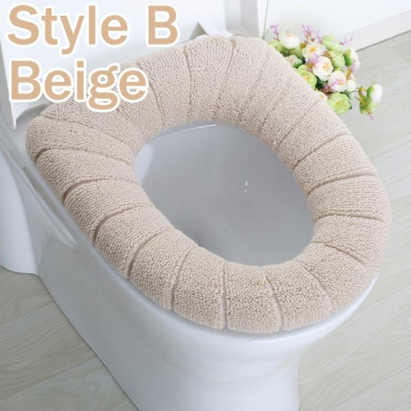2024 1Pcs Warm Toilet Seat Cover Bathroom Toilet Pad Closestool Knitting O-shape Thicker Soft Washable Closestool Bathroom Accessories