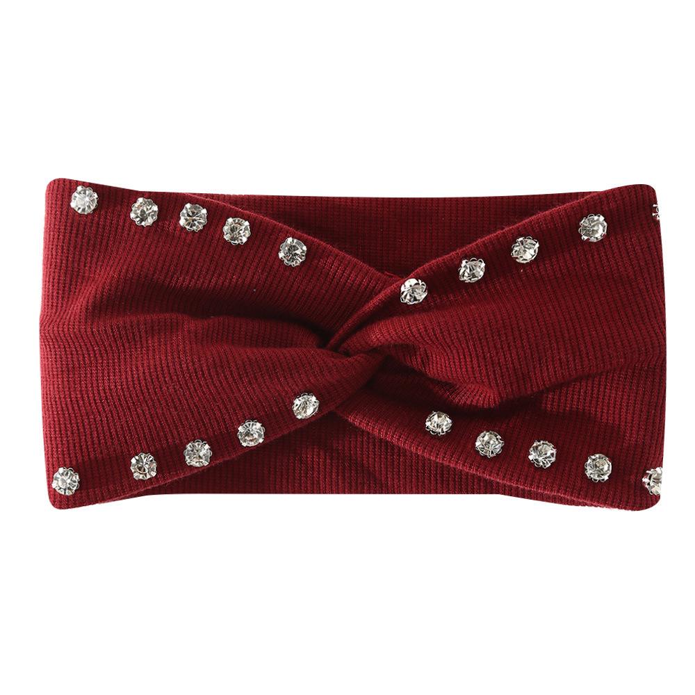 Versatile Rhinestone Elastic Headband for Face Washing & Sports - Simple, Solid Color, Sweat-Absorbing Fabric