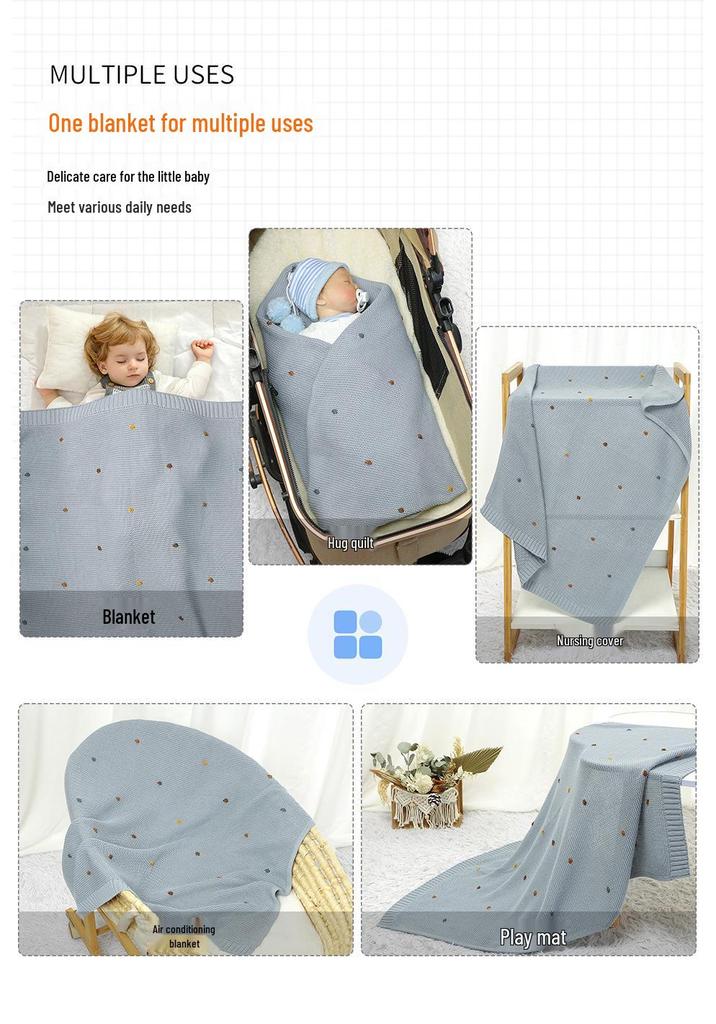 Hot-Selling Cotton Crochet Baby Swaddle & Stroller Blanket for Spring/Summer