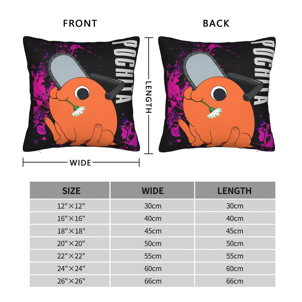 Anime C-Chainsaw Man Pochita  Pillow Cover  Comfy Cushion Cover Vintage Pillow Case For Living Room Sofa