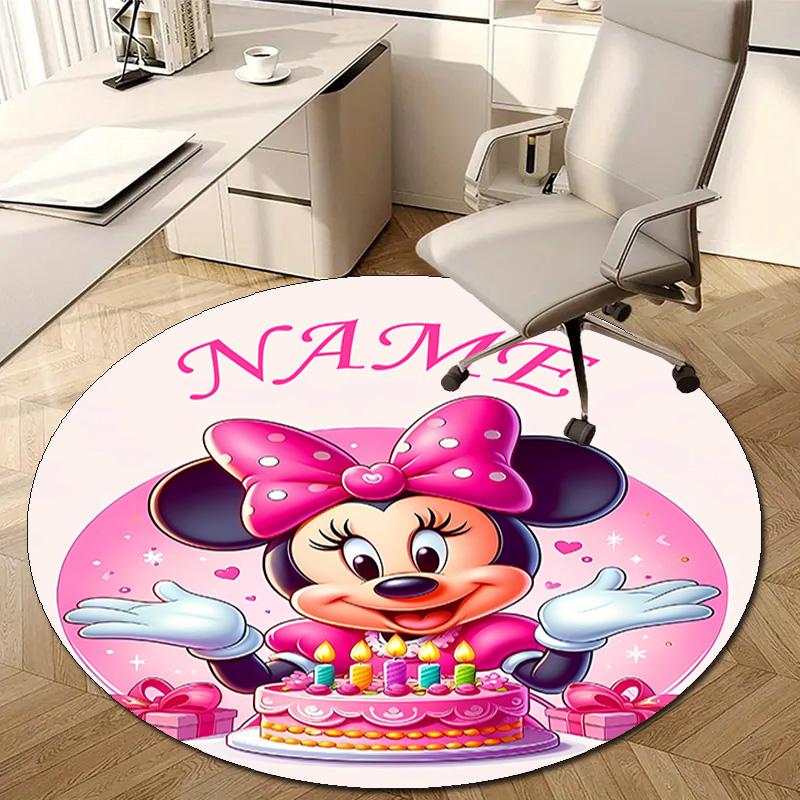 Personalized M-Minnie Round Chair Office Rug - Perfect for Mat, Office Chair & More - Ideal Gift for Birthdays and Holidays