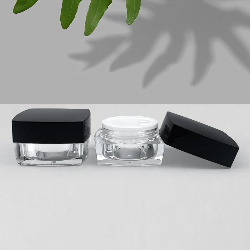 10Pcs Square Acrylic Cream Jars, Transparent Face Moisturizer Containers, High-End Empty Cosmetic Pots for Travel DIY