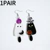 1PAIR popular Halloween black and white ghost pumpkin bat acrylic earrings funny niche design creative earrings