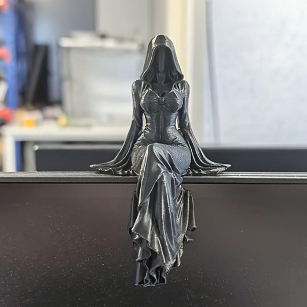 3D Printed Sitting Pose Lady Sculpture Handmade Female Tabletop Ornament Bookshelf Decor