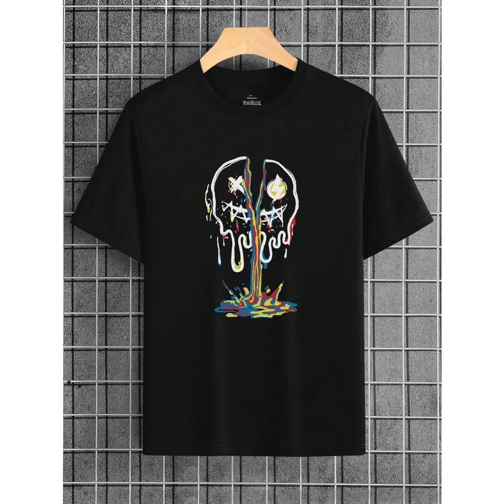 Skull Creative T-shirt - Men's Loose  Casual Short-sleeved Round Neck Trend Summer Spring Sports Clothing