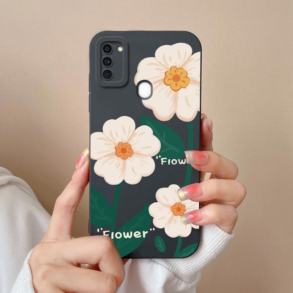 Case For Samsung A11 Flower Soft Liquid Silicone Durable Lens Protection Phone Back Covers For Galaxy A 11 Funda Coque For Woman