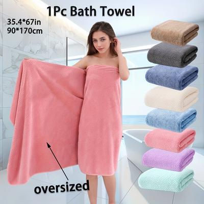 1pc Oversized Bath Towel 35.4x67 Inch (90x170cm) -  High Absorbency & Ultra-Soft, Contemporary Design for Bathroom, Gym, Hotel, Home