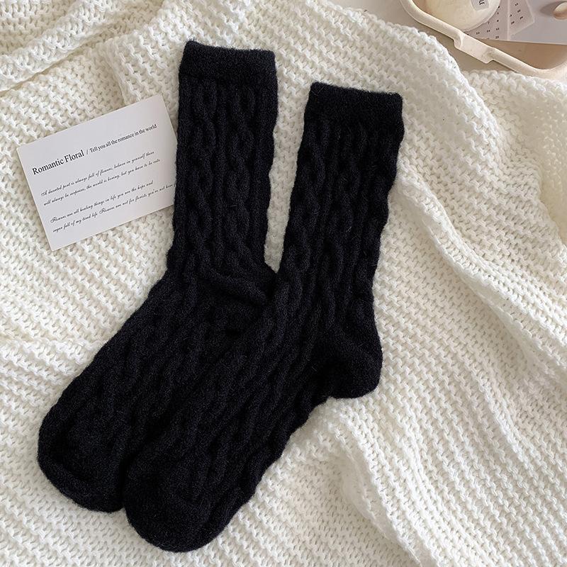 Women Socks Home Twist Mid-Tube Thickened Coral Velvet Floor Socks Sleeping Socks Towel Socks Supersoft