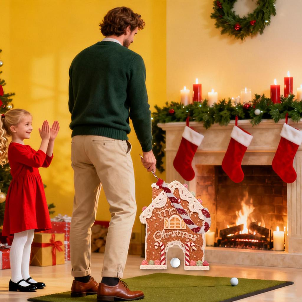 Christmas Golf Games Christmas Toys Portable Gingerbread Holiday Miniature Indoor Golf Set For Kids Adults Family Living Room