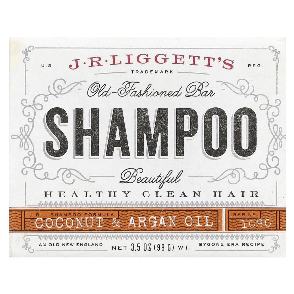 J.R. Liggett's, Old Fashioned Shampoo Bar, Coconut & Argan Oil, 3.5 Oz (99 G)