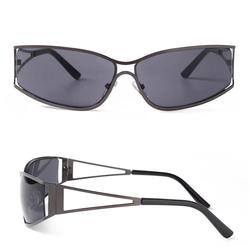 Laurinny Trendy Pink Metal Frame Rectangle Sunglasses Men Women Brand Designer Steampunk  Sun Glasses Shades Eyewear Female