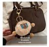 Retro Women's Fall/Winter 2025 Coffee Textured Bowling Crossbody Handbag