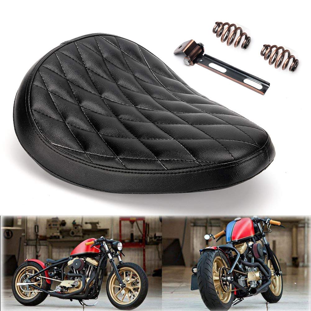 Karun Motorcycle Custom Solo Spring Bracket Seat with Hard Bottom for and More Seat A Bronze Bracket Spring Honda, Yamaha, Kawasaki, Suzuki, Chopper,