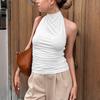 Sommer Rückenfrei Sexy Hängender Hals Weste Ärmelloses T-Shirt Elegant Damen Neu Einfarbig Tanktops Schlanke Passform Mode Streetwear Bluse