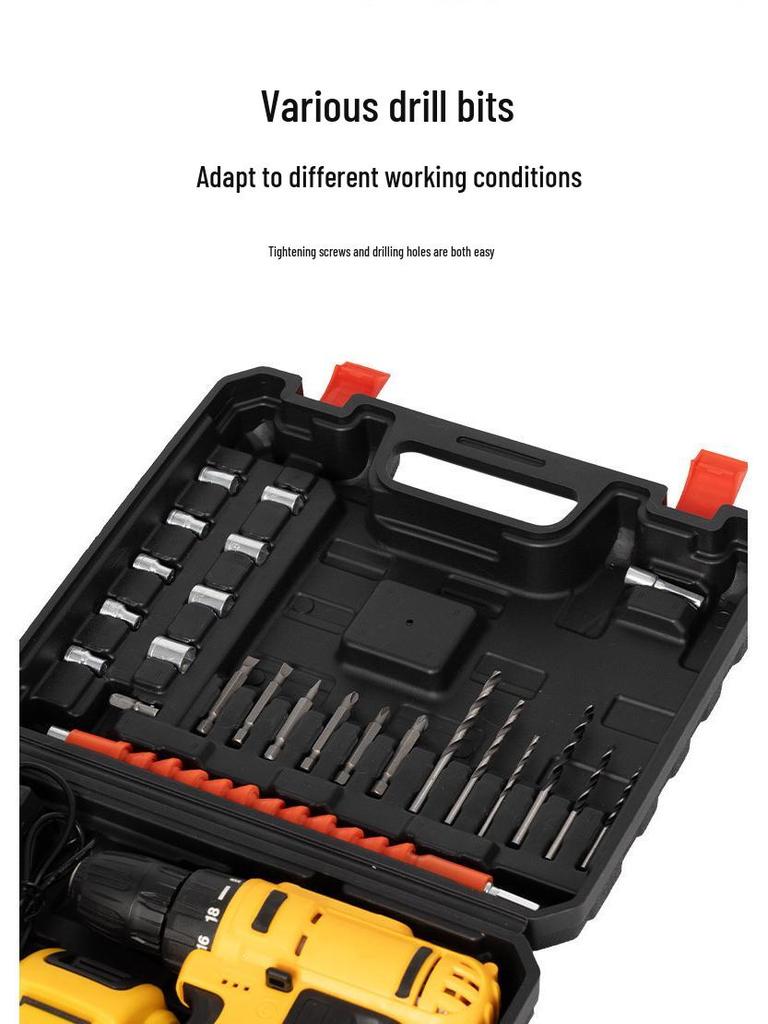 21V Dual Speed Wireless Electric Drill and Screwdriver with Rechargeable Lithium Battery