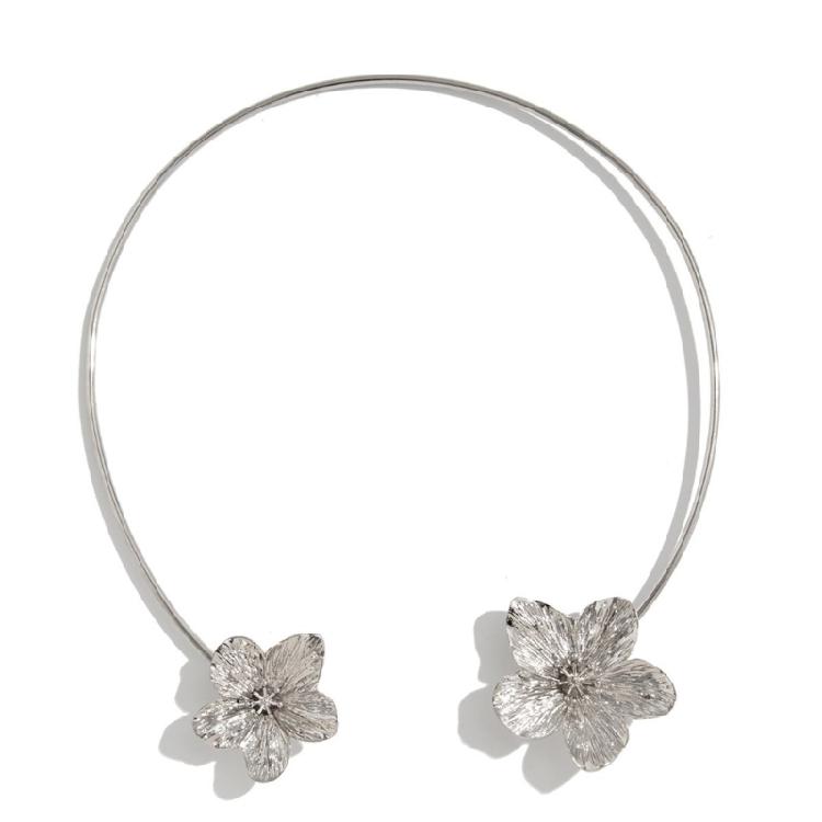 

Alloy Flower/Starfish Open Collar Necklace Clavicle Chain Adjustable Neckchain Decoration for Ocean Enthusiasts срібний