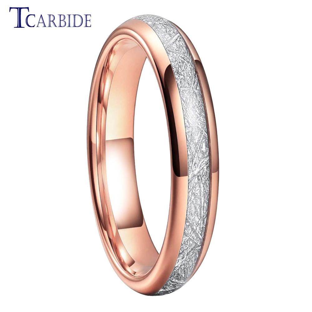 4MM 6MM 8MM Men Women Tungsten Engagement Wedding Band Bright Meteorite Inlay Valentine's Day Gift Jewelry Comfort Fit