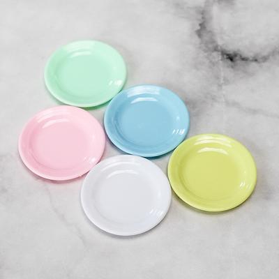 5Pcs 3.5cm Plastic Dollhouse Mini Food Plates Dollhouse Simulation Dining Plate Dollhouse Accessories Kitchen Pretend Play Toys