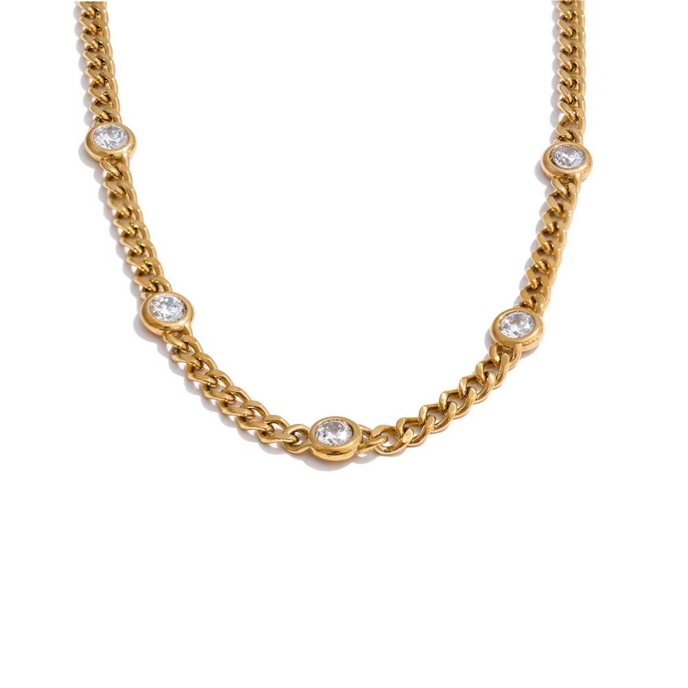 XY 968 Popular Arrivals Wrist Gold Jewelry High Quality Stainless Steel Cubic Zirconia Manual Polished Chain Bracelet Bangle